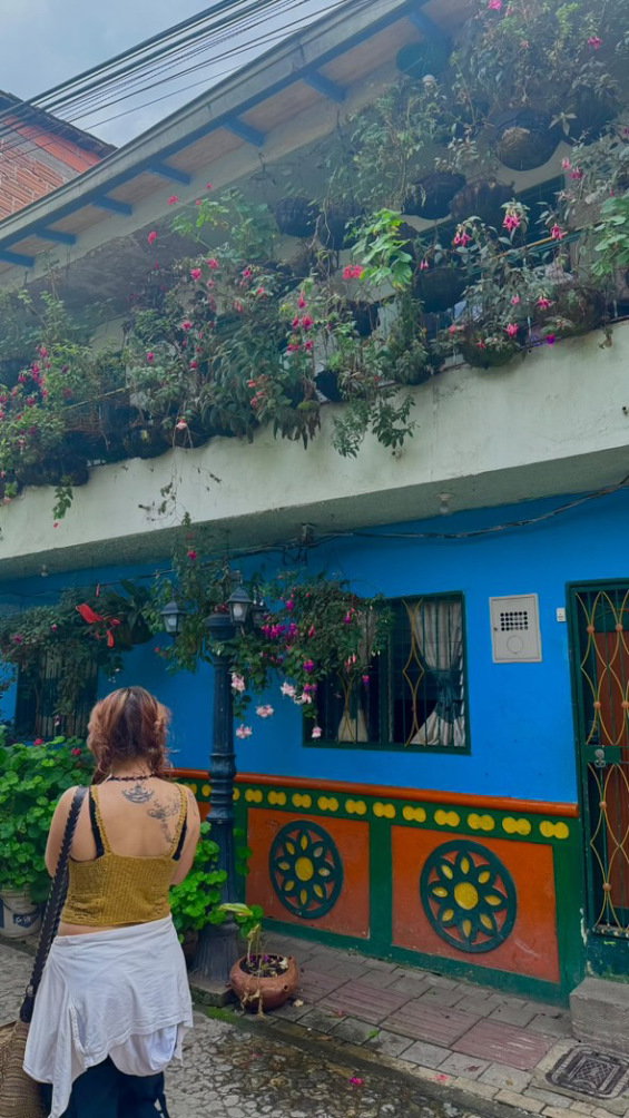 Traveller walking in the streets of city in Colombia
