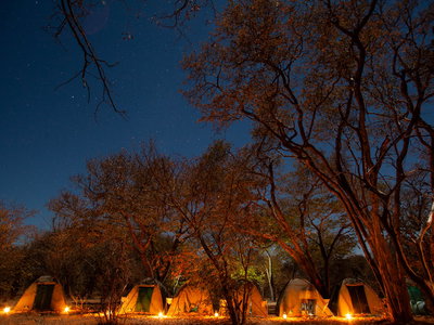 Camping in Africa under stars on group tour