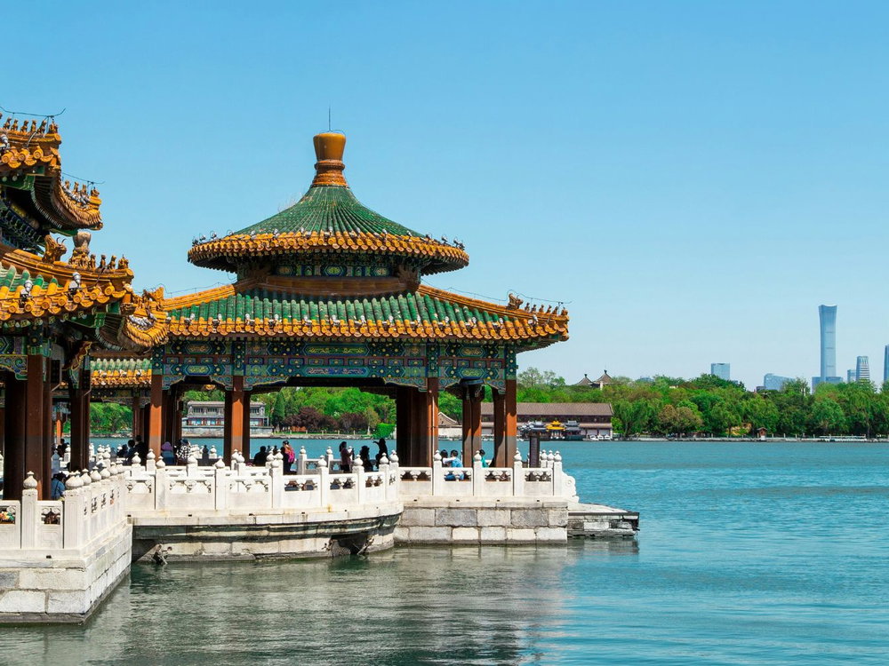 Travellers at beihai park in Beijing, China