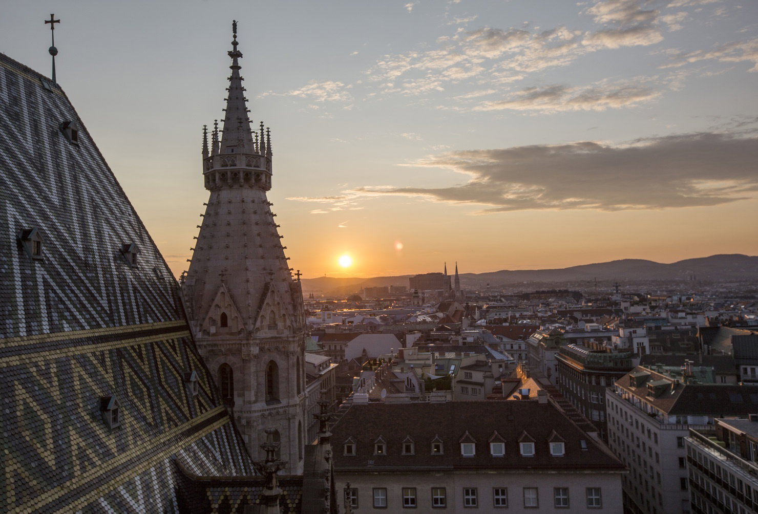 Watch the sunset over Vienna in Austria