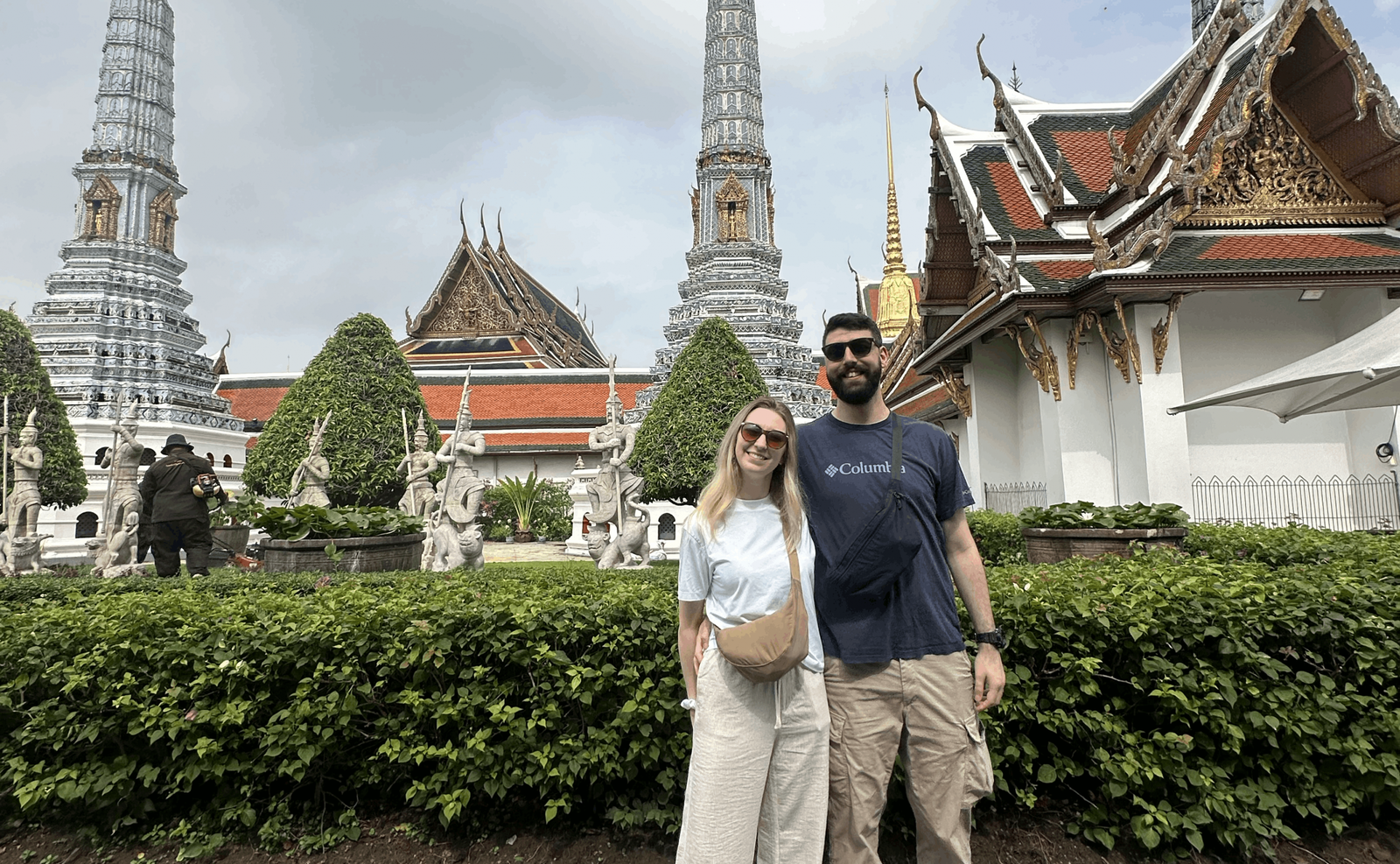 Couple Trips. Group travellers in Bangkok Temple in Thailand
