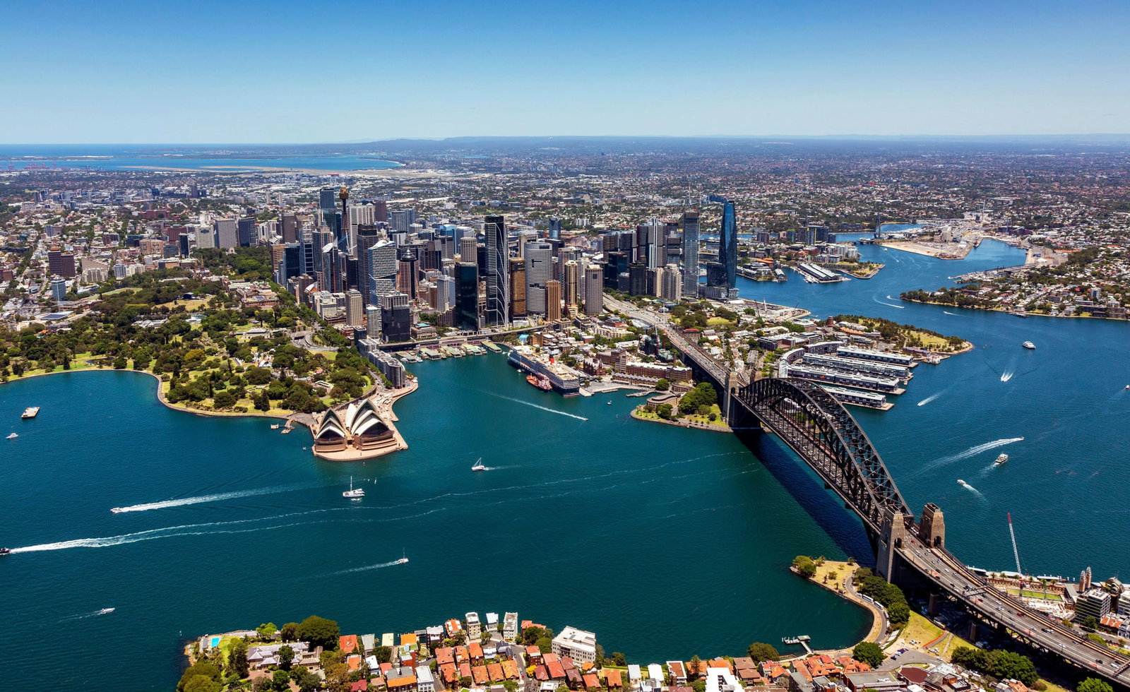 View of Sydney Opera House and Sydney Harbour Bridge in Australia