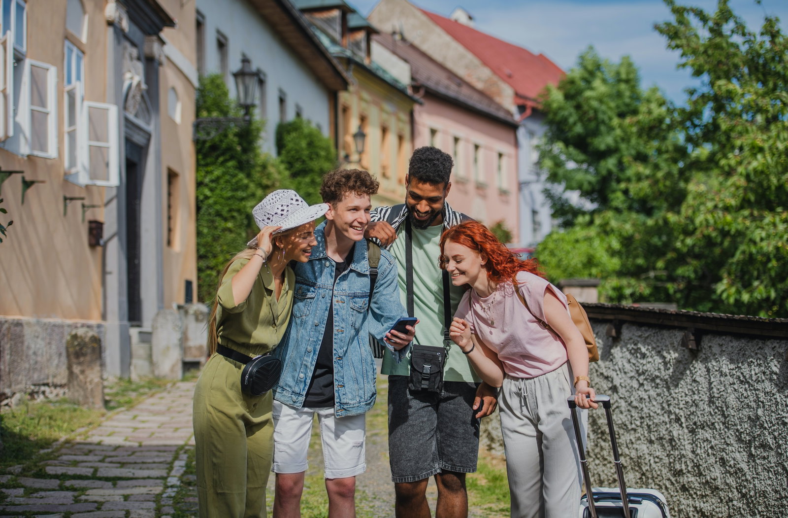 Group of friends planning their travels