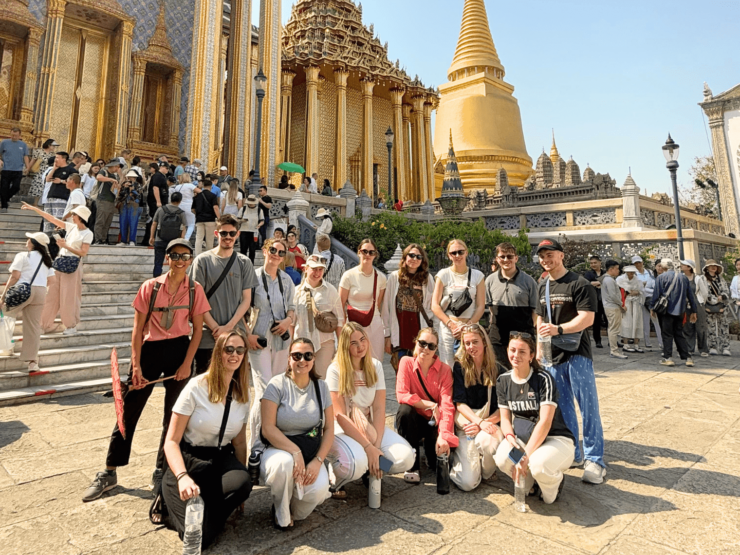 Group travellers in Bangkok Thailand near Temple
