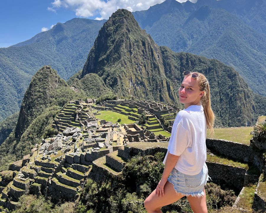 Traveller at Machu Picchu in Peru