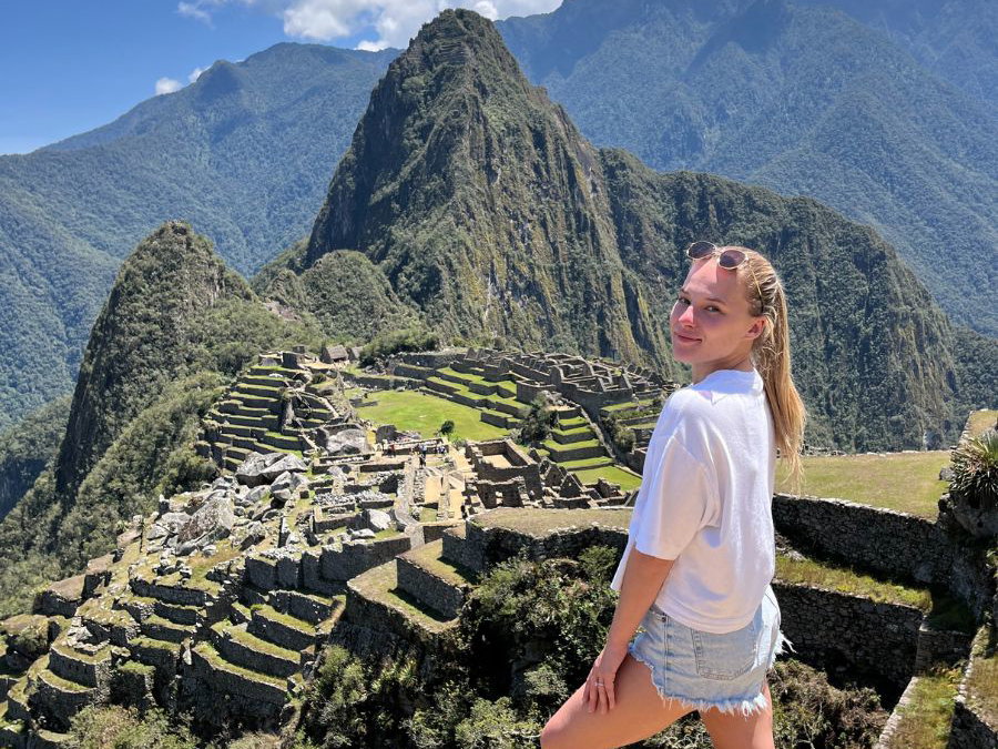 Traveller at Machu Picchu in Peru