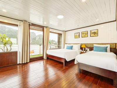 Rooms on the boat at Ha Long Bay, Vietnam