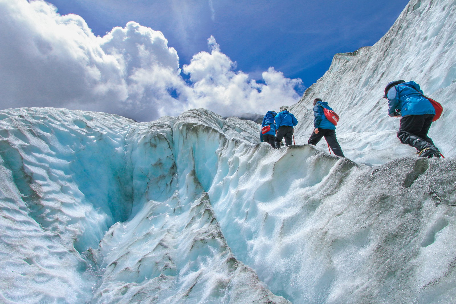 Hikers acsending Franz Josef Glacier