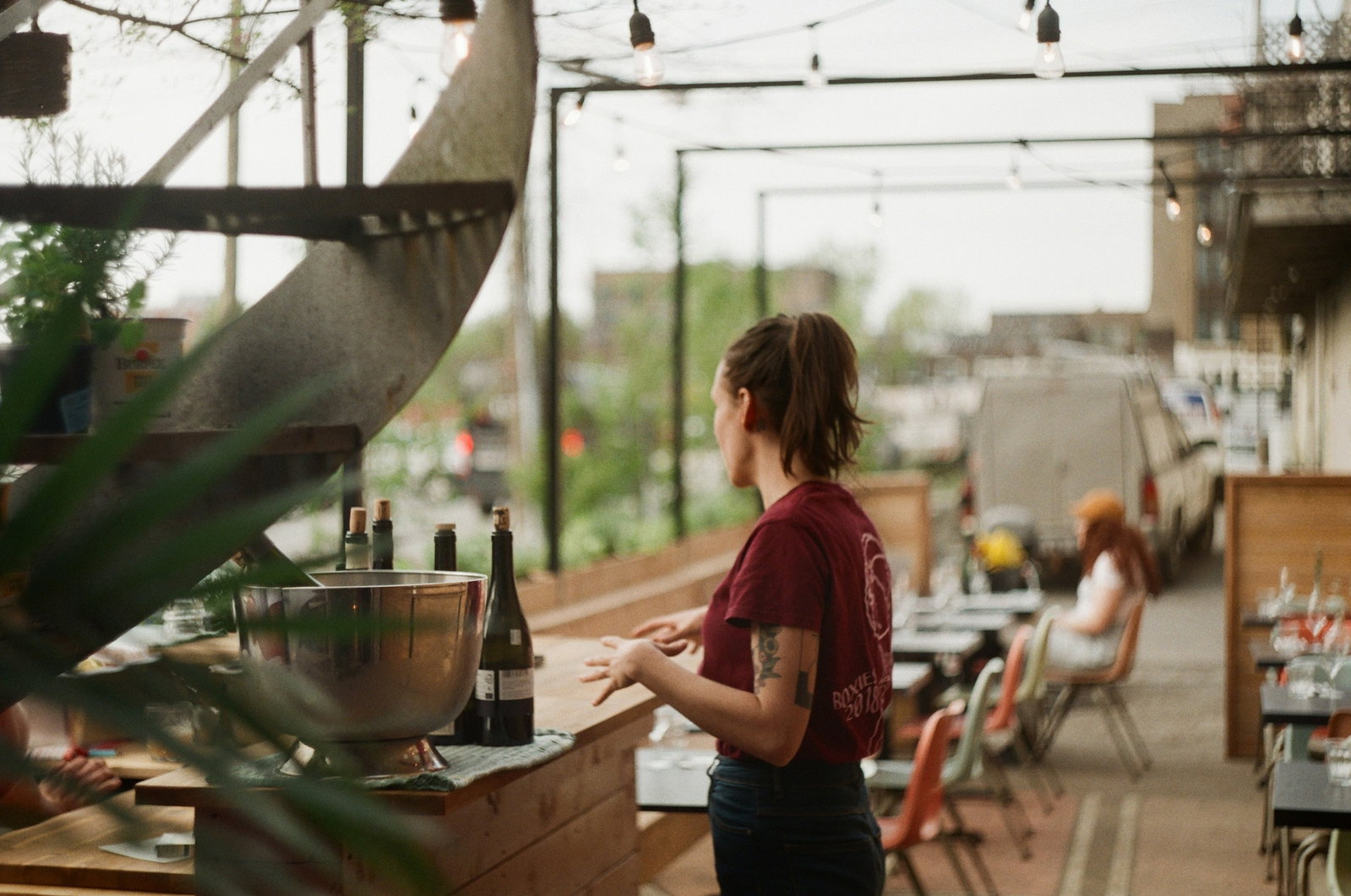 Hospitality / Retail. female traveller on working holiday in cafe