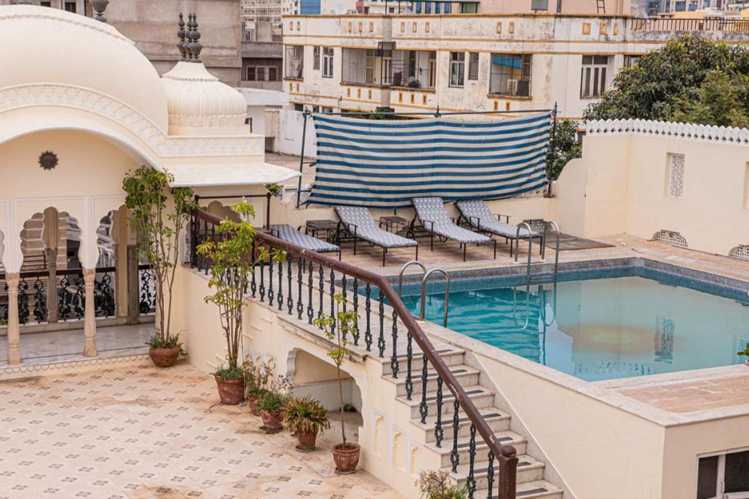 Accommodation pool on group tour in Jaipur India
