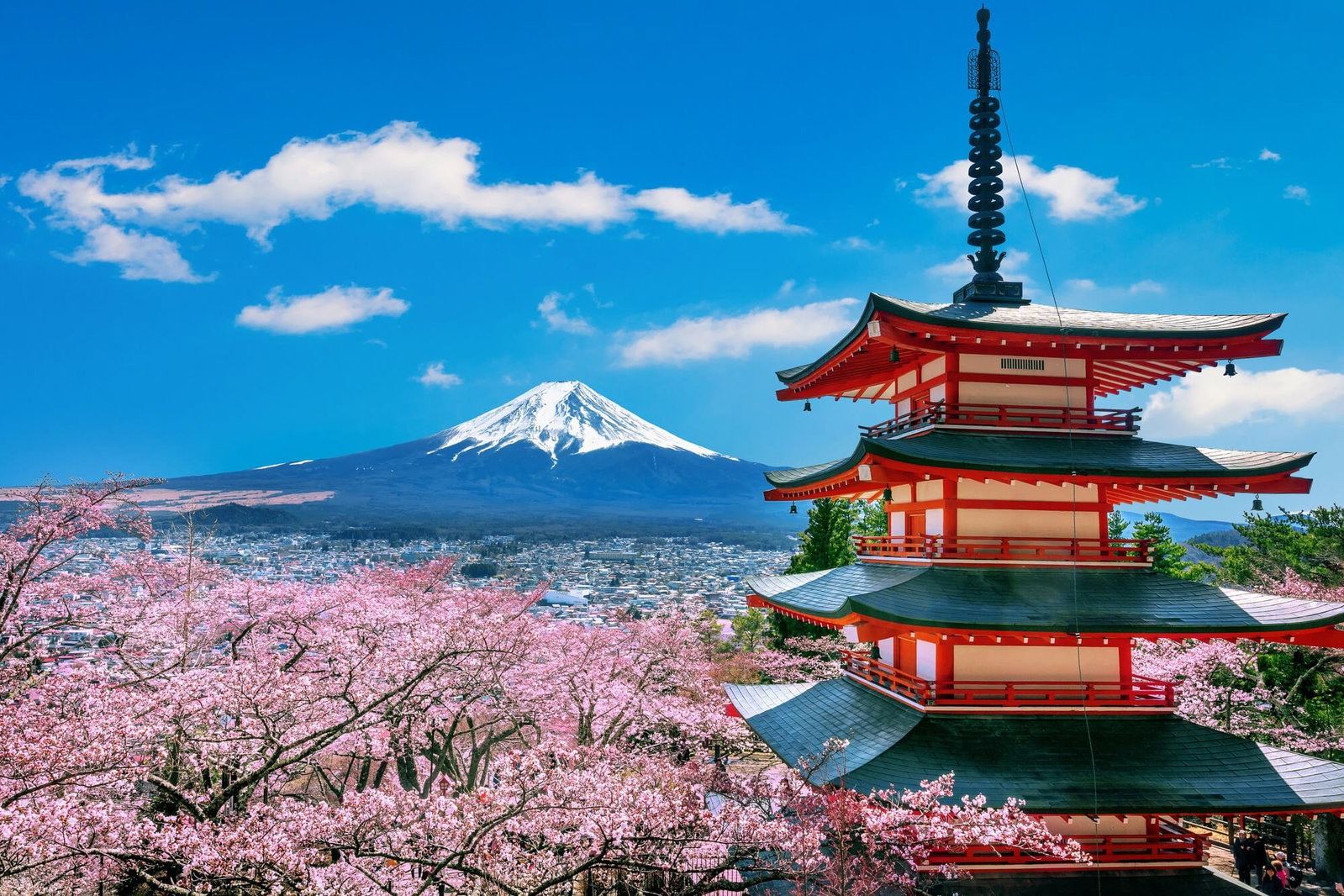 Chureito Pagoda in Japan with Mount Fuji