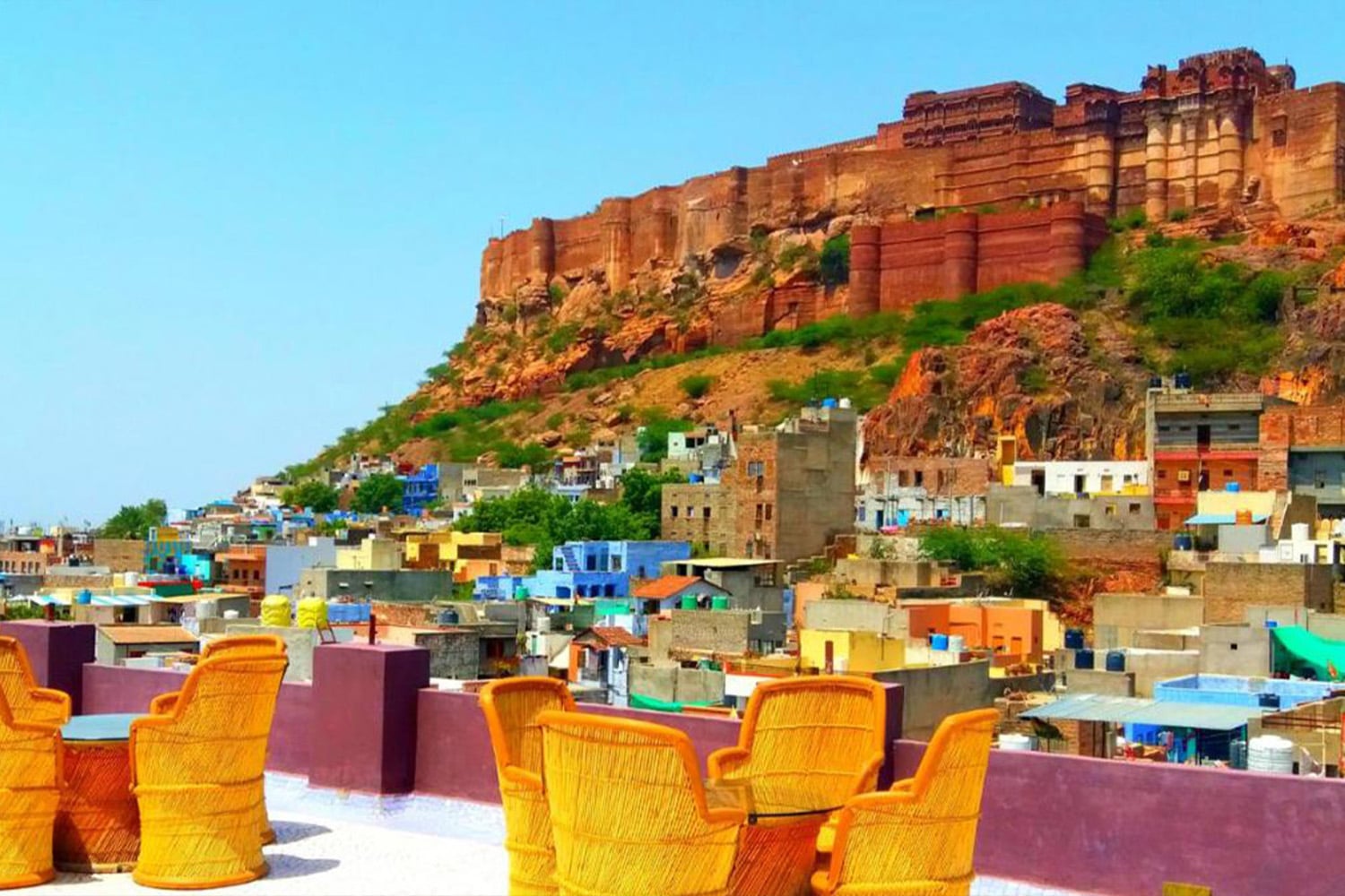 Accommodation roof top on group tour in Jodhpur in India