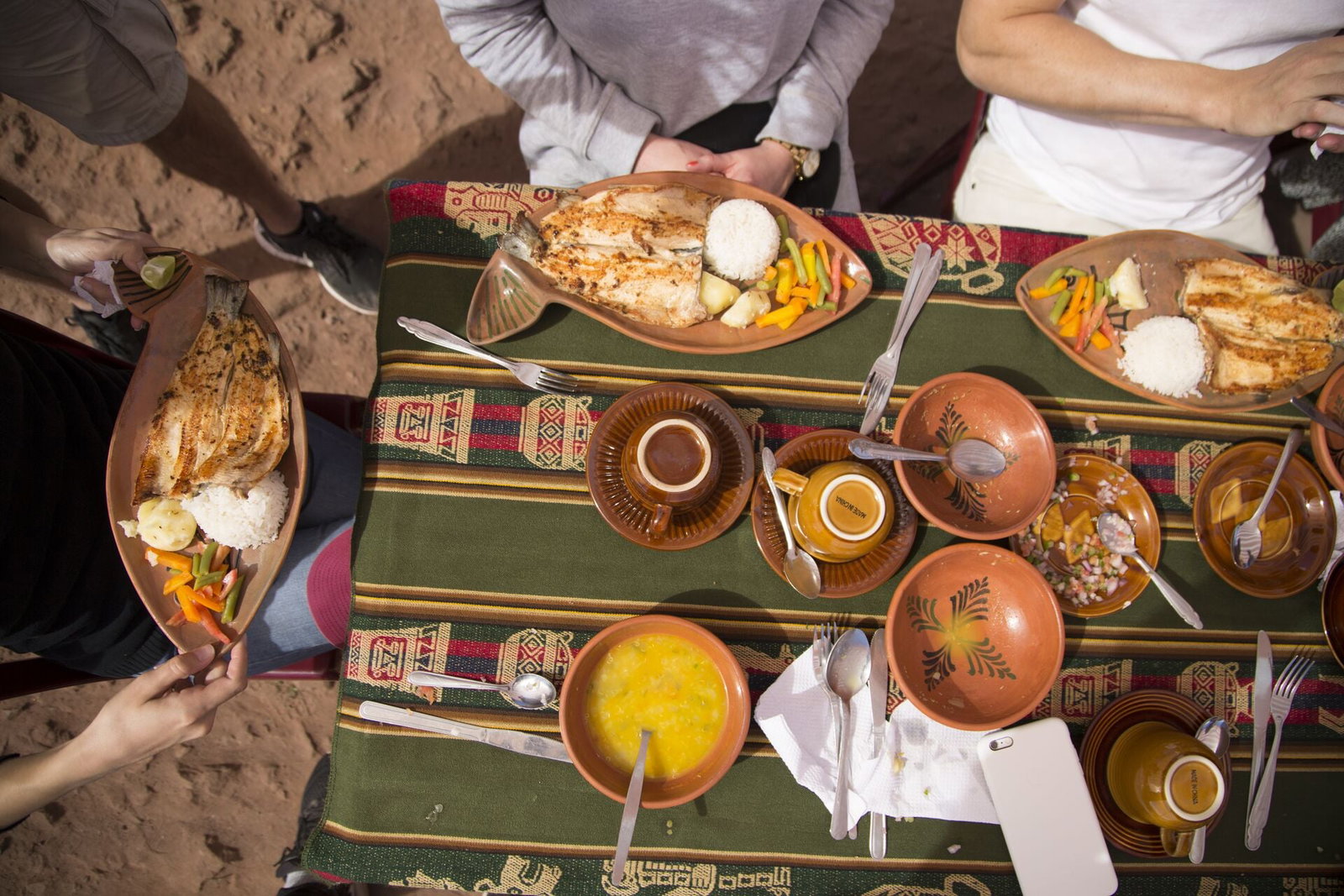 People eating dinner in south america