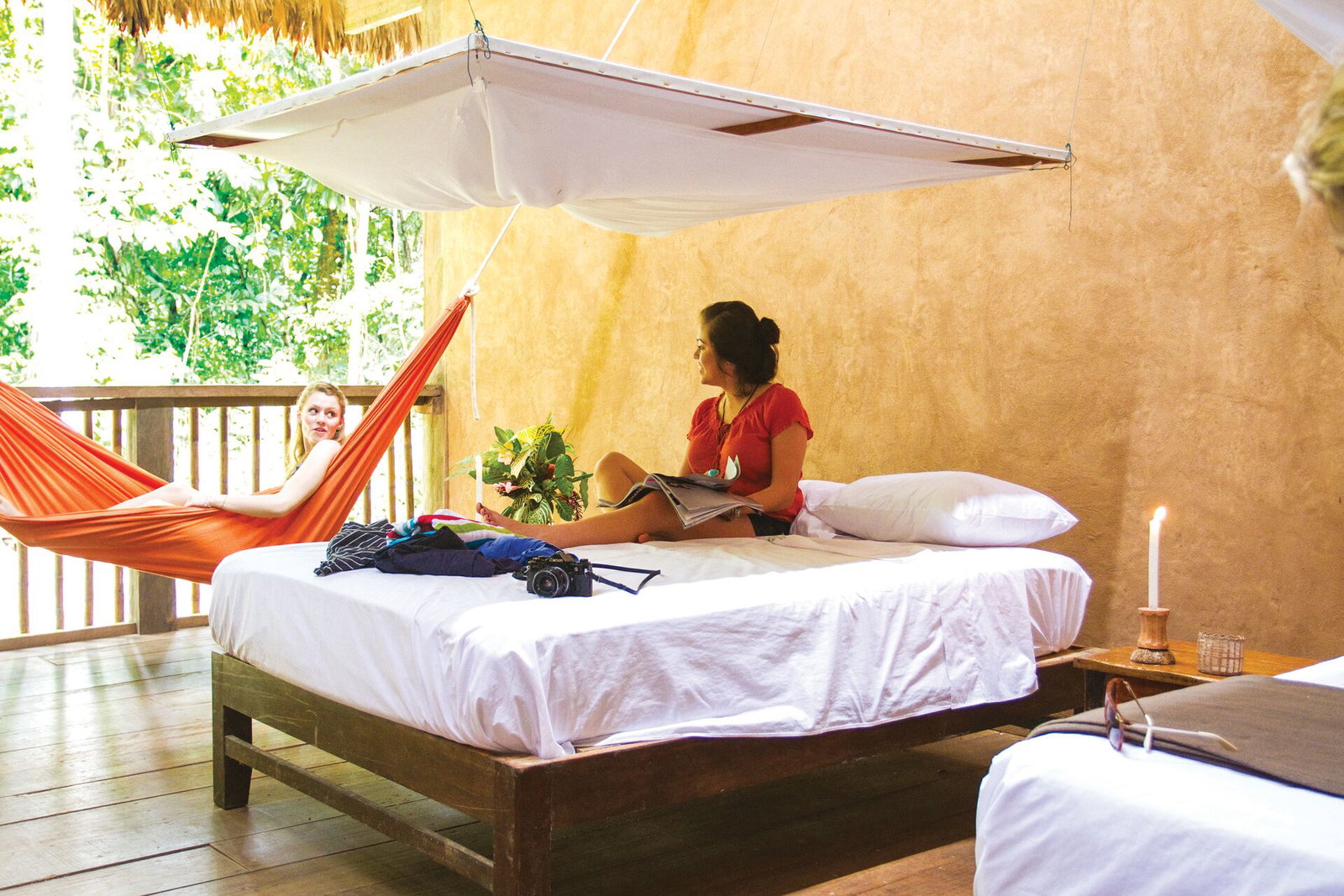 people sat in accommodation in south america