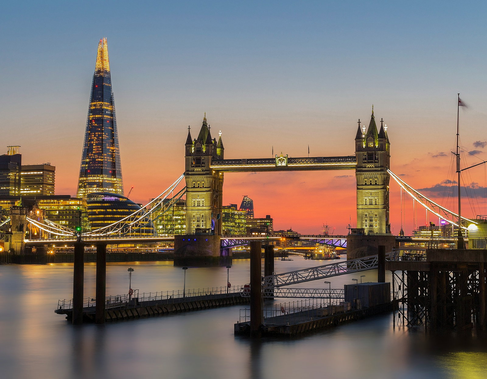 View of London Tower Bridge and the shard in UK