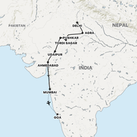 Uncover India - Delhi to Goa Map