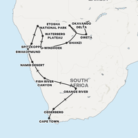 Cape Town to Victoria Falls Overland Map