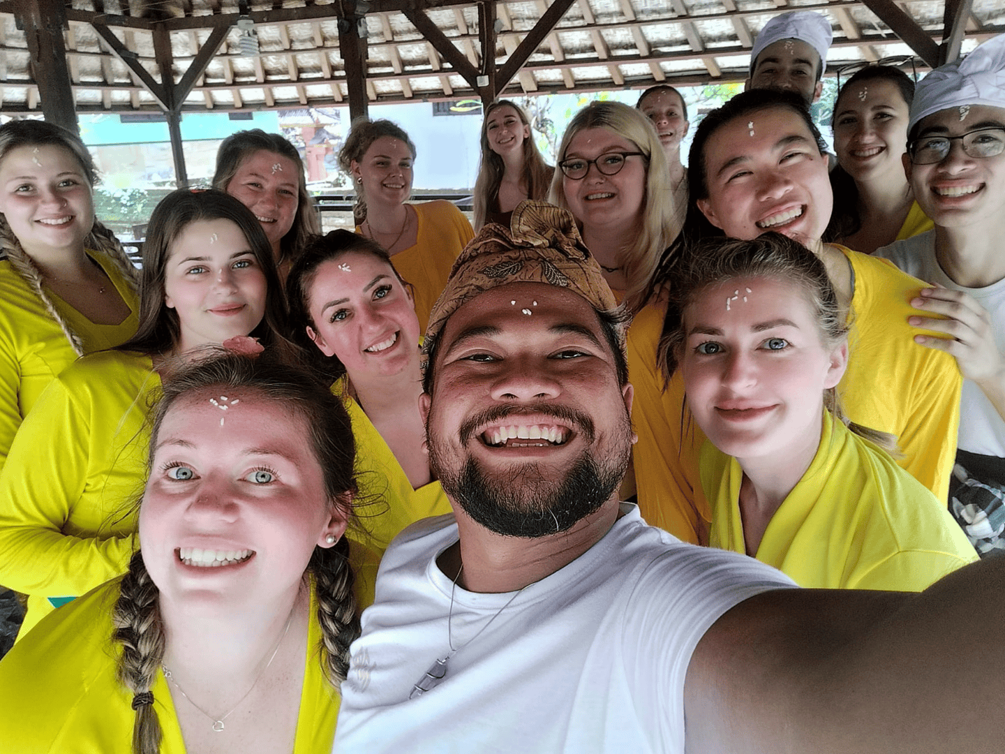 Group Leader in Bali with Group of travellers