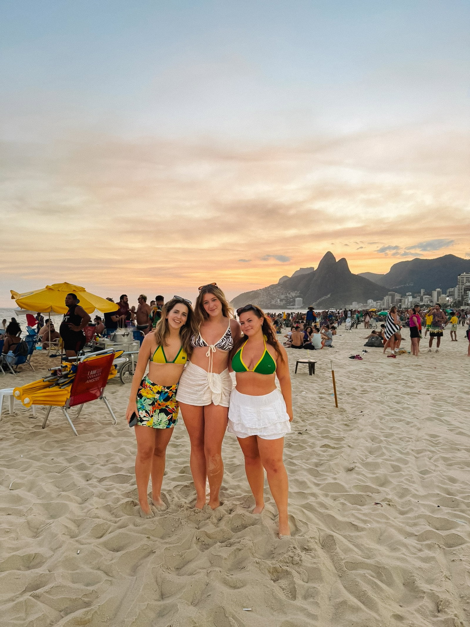 Group travellers on Copacabana Beach Brazil