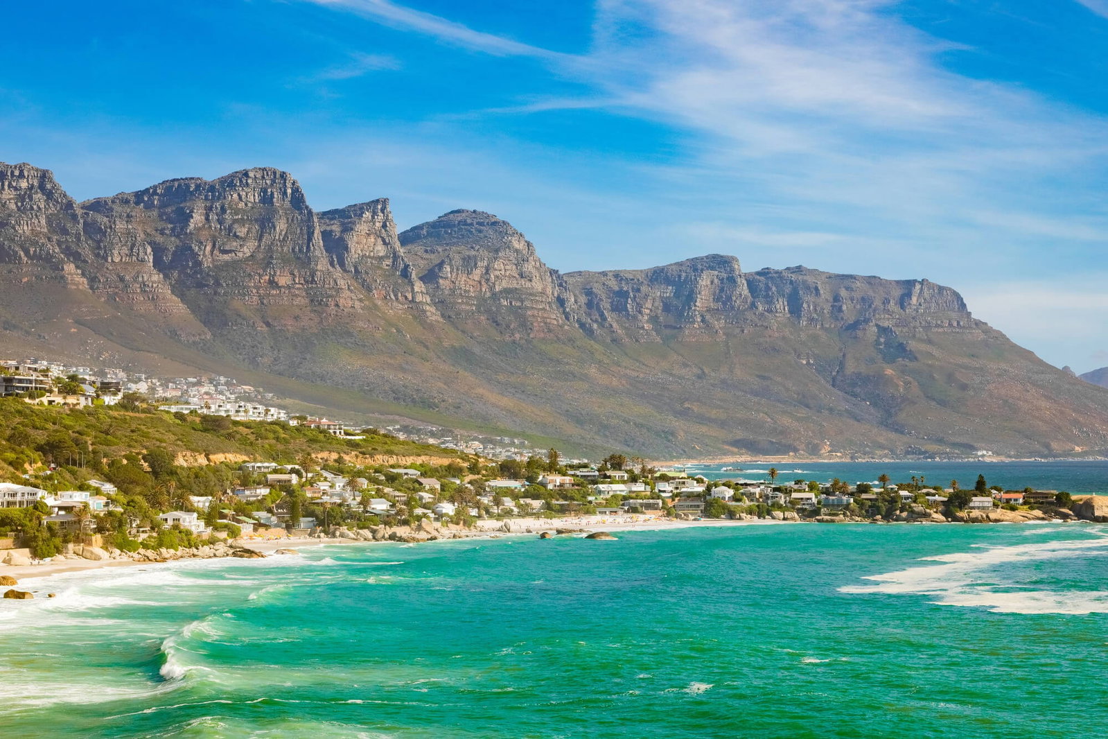View of Cape Town in South Africa with Beaches and Table Mountain