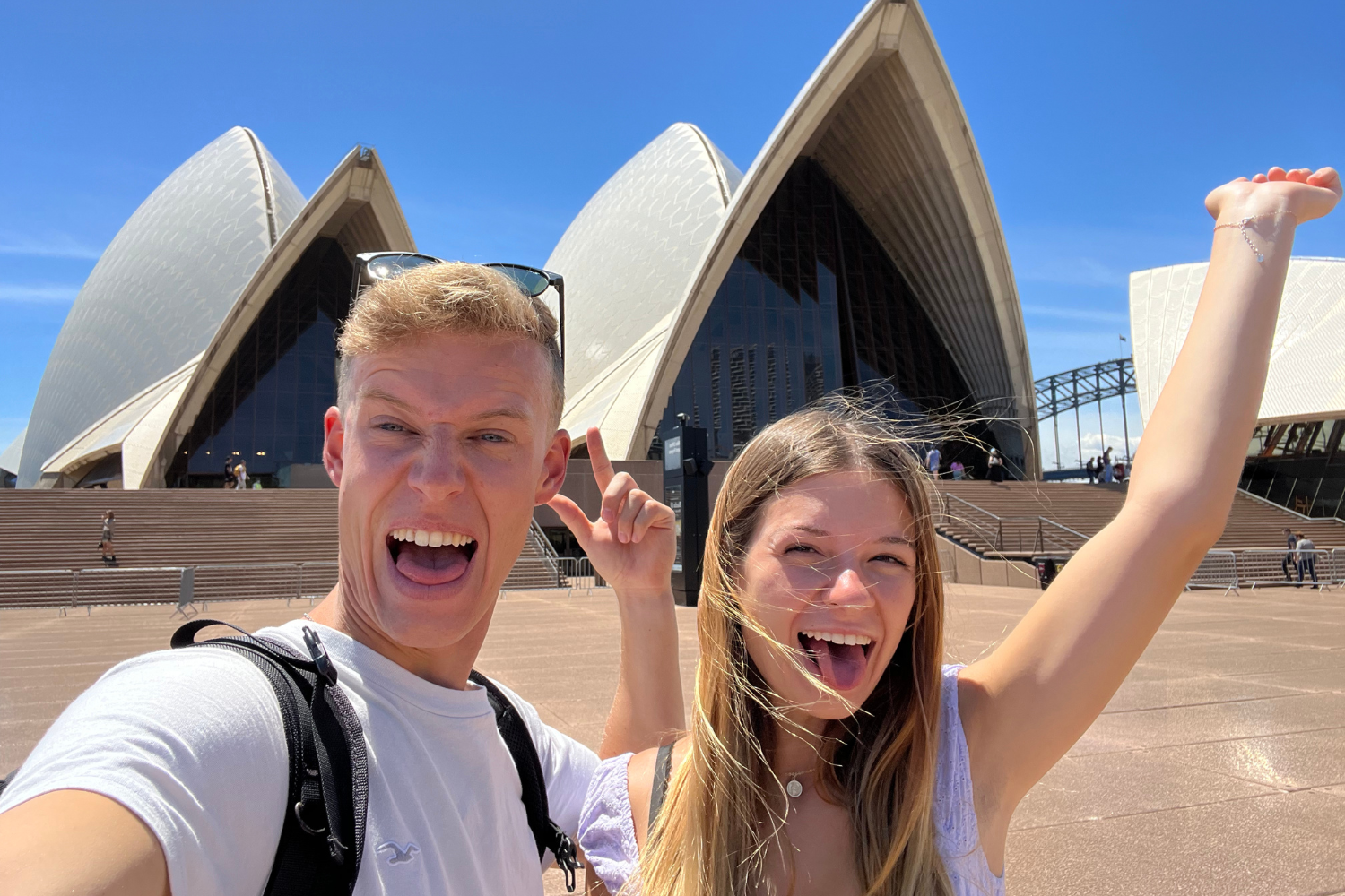 Travellers at the Sydney Opera House in Sydney