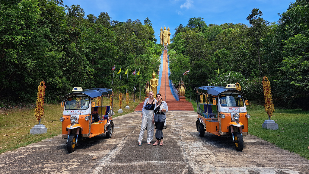 Two people on a Tuk Tuk trip in Thailand 