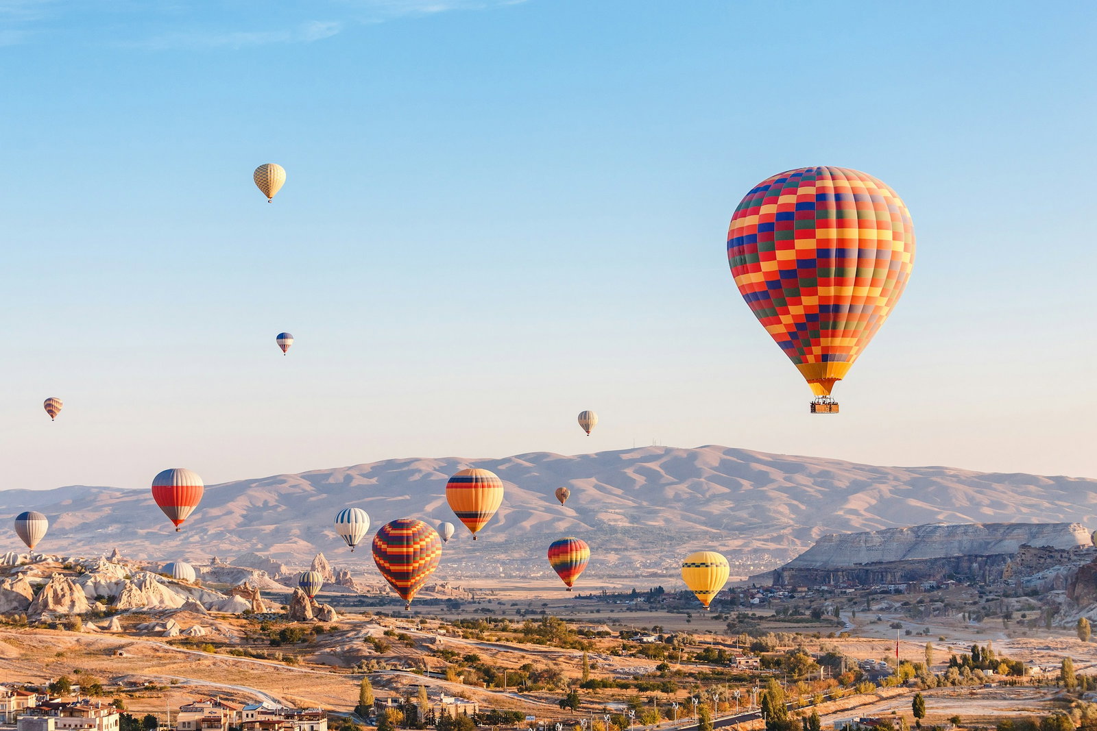 View of Hot Air Balloons in Cappadocia Turkey