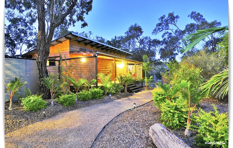 Garden path and accomodation at Southern Cross backpackers