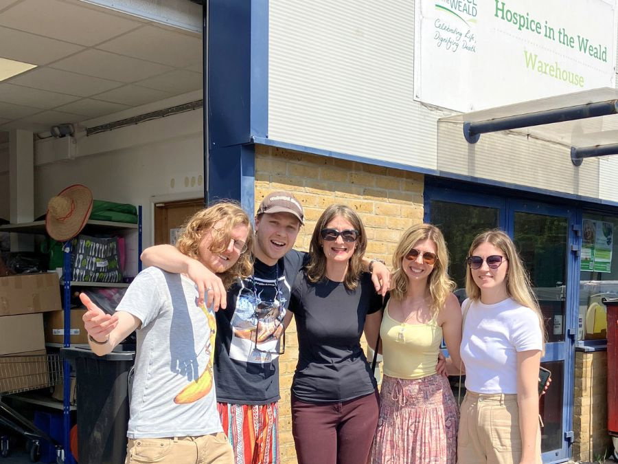 Adventure360 staff stood outside Hospice in the Weald warehouse on Wayday