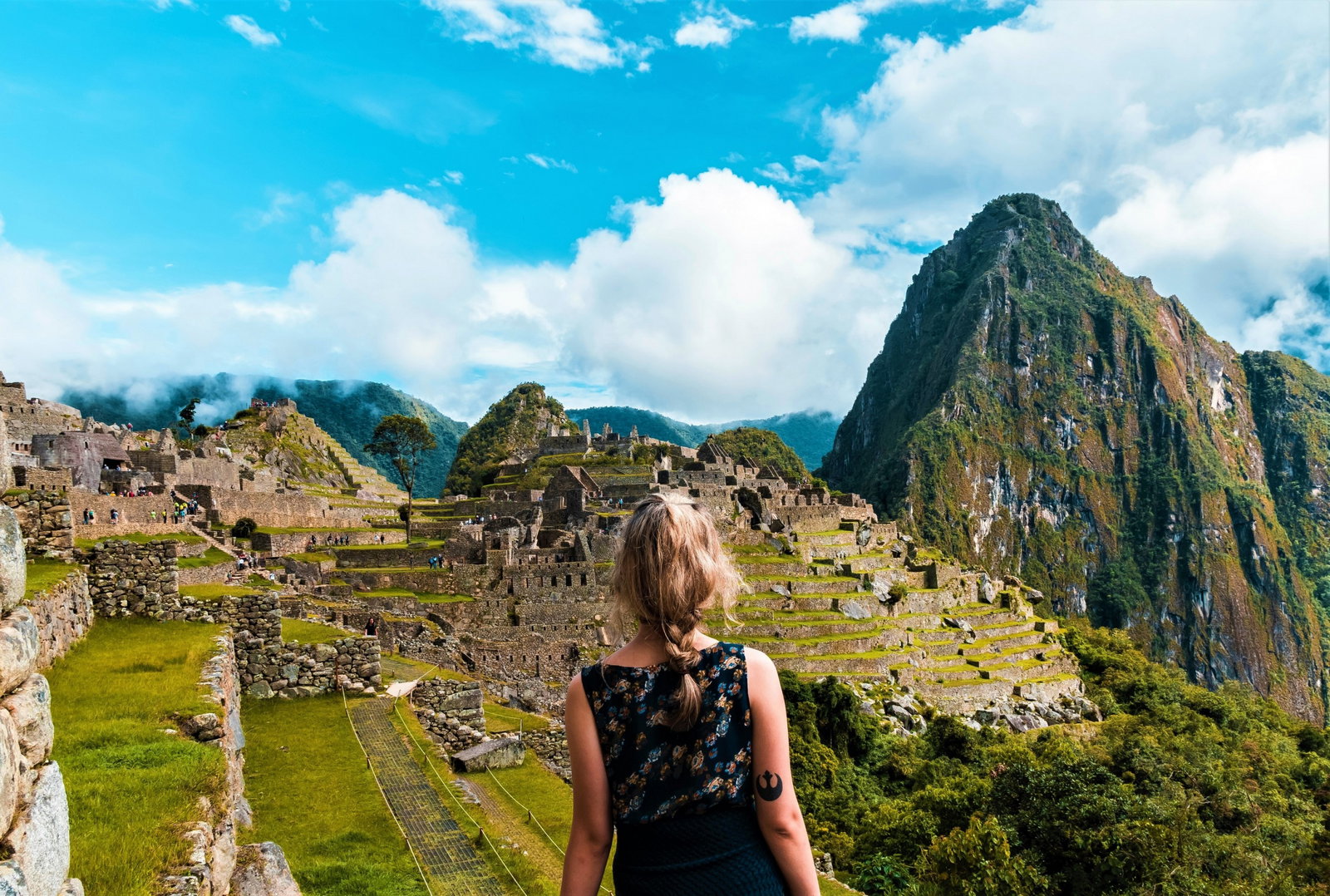Group traveller at Machu Picchu in Peru